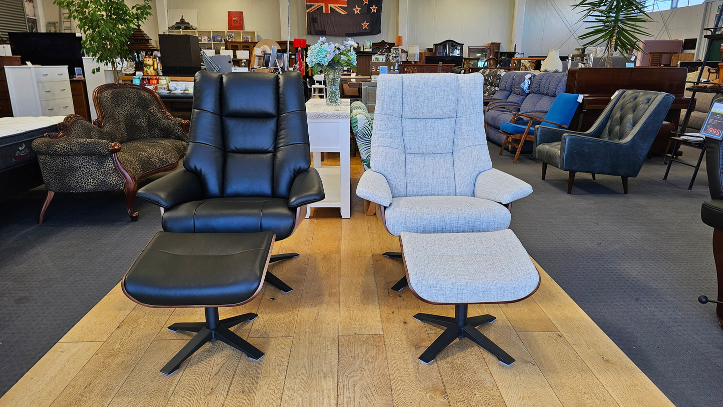 Hampton Fabric Recliner & Foot Stool