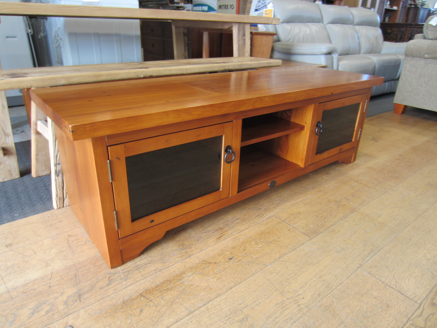 'Woodpeckers' Solid Recycled Rimu Entertainment Unit