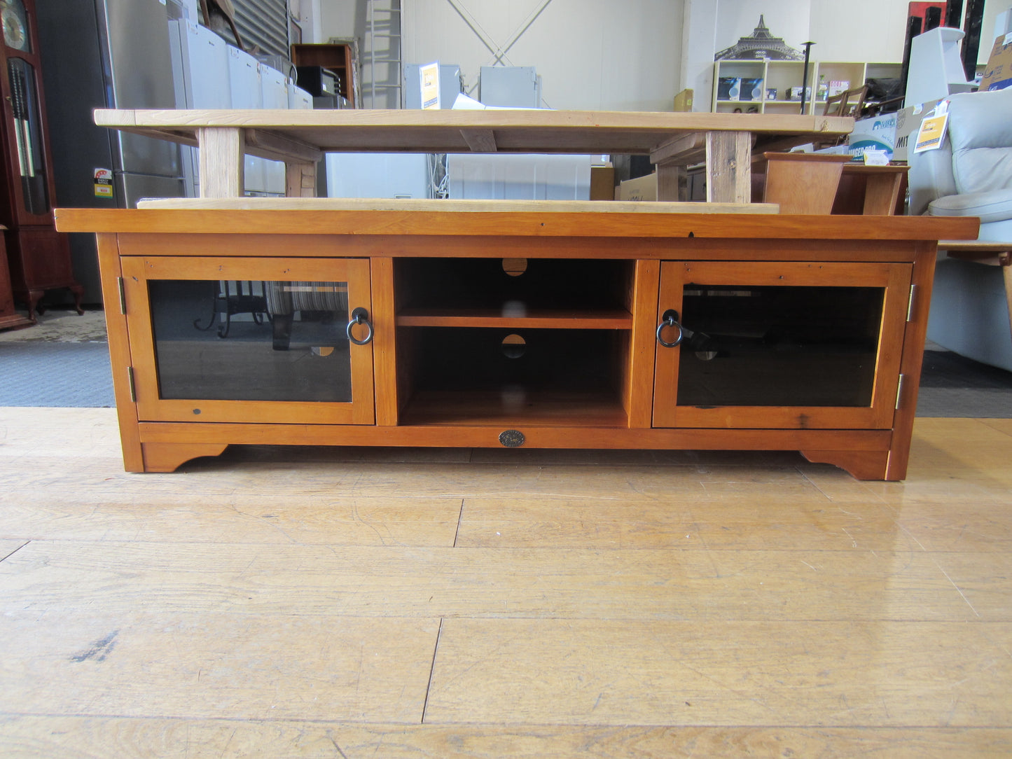 'Woodpeckers' Solid Recycled Rimu Entertainment Unit