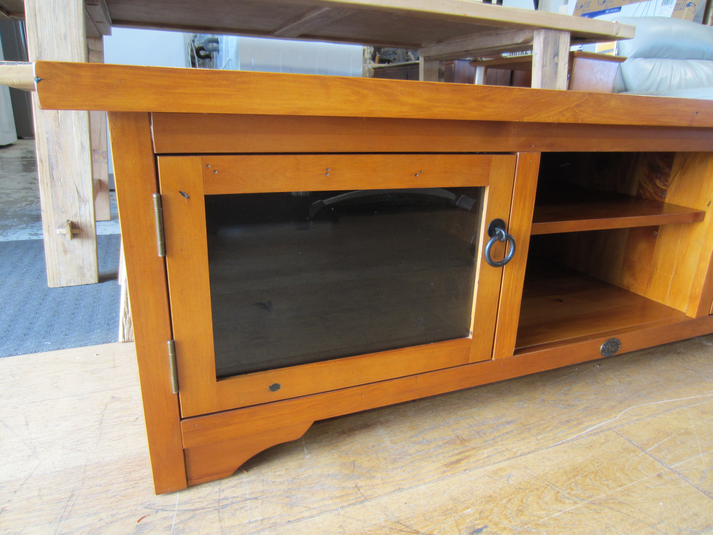 'Woodpeckers' Solid Recycled Rimu Entertainment Unit
