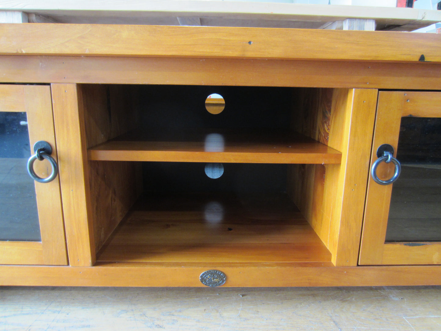 'Woodpeckers' Solid Recycled Rimu Entertainment Unit