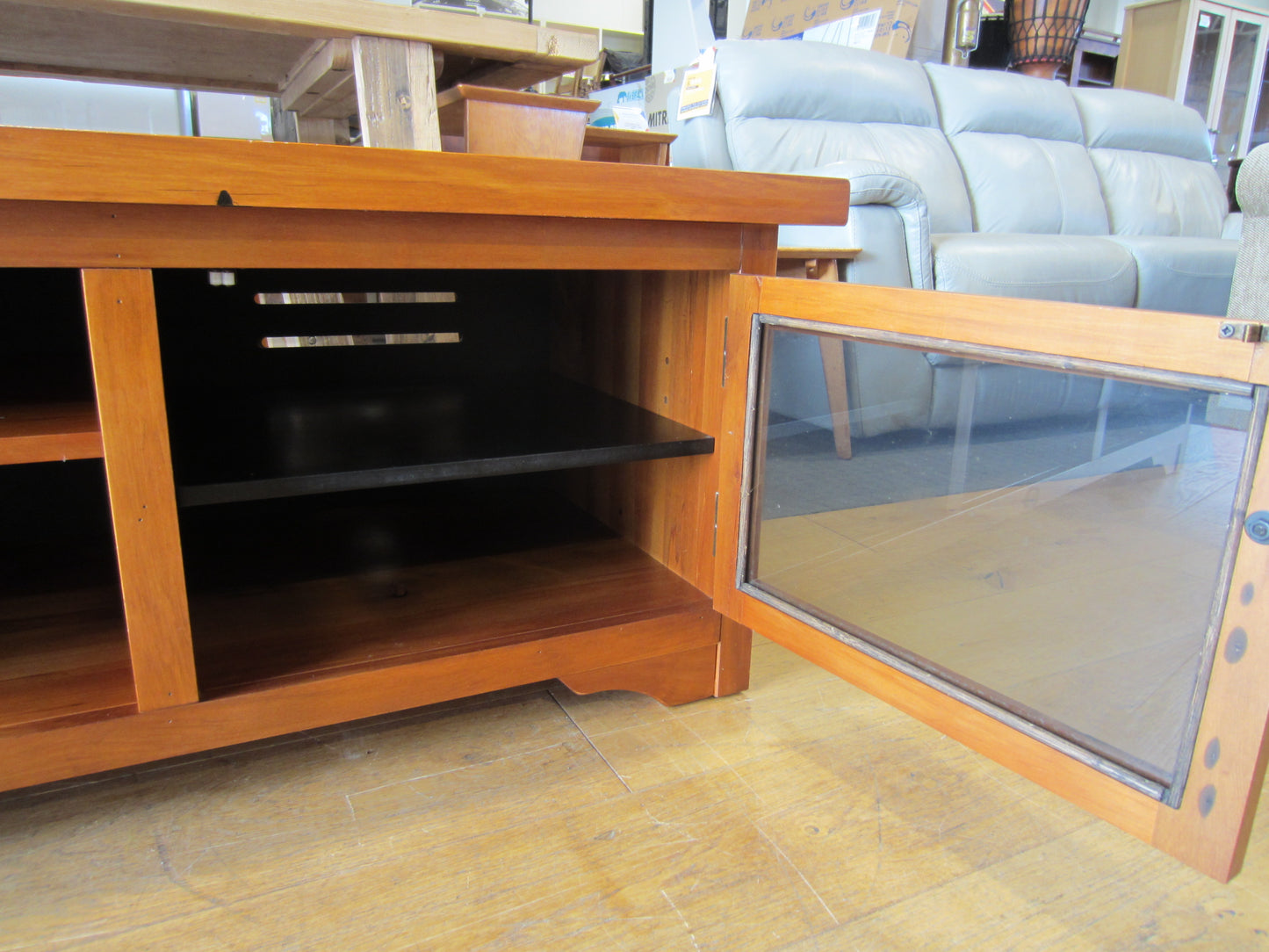 'Woodpeckers' Solid Recycled Rimu Entertainment Unit