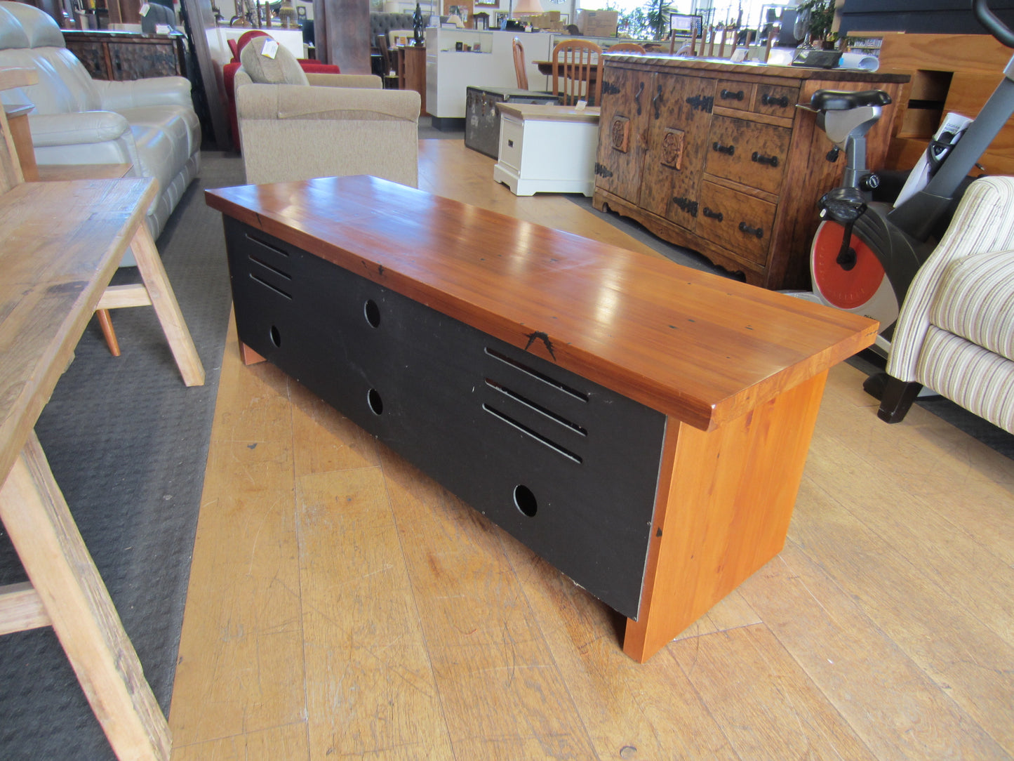 'Woodpeckers' Solid Recycled Rimu Entertainment Unit