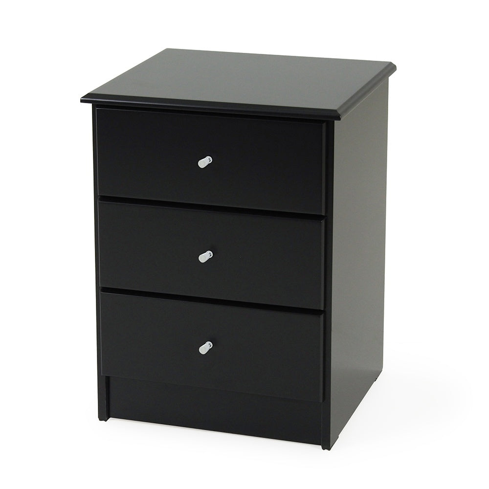 Kingston 3 Drawer Bedside - Black