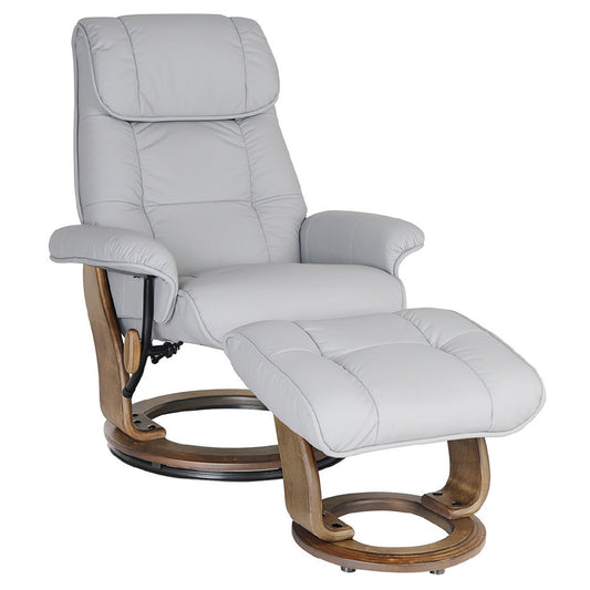 Mursa Leather Chair & Stool - Silver