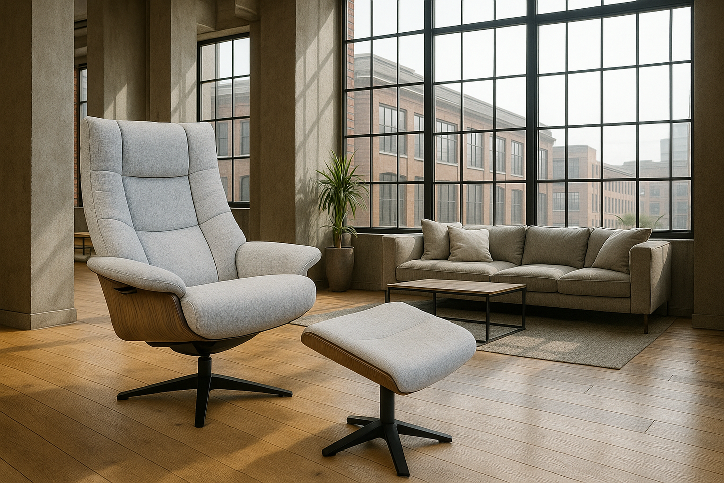 Hampton Fabric Recliner & Foot Stool