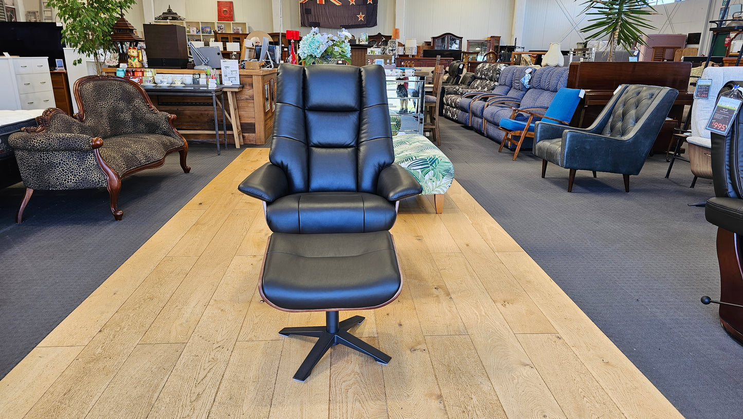 Hampton Leather Recliner & Foot Stool