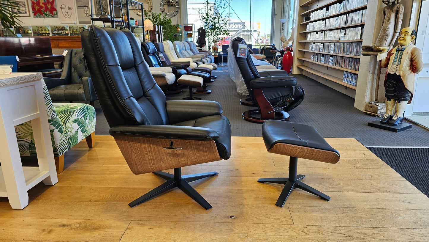 Hampton Leather Recliner & Foot Stool