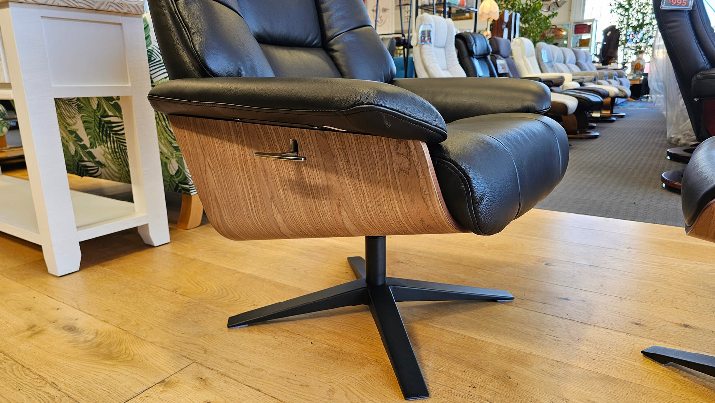 Hampton Leather Recliner & Foot Stool