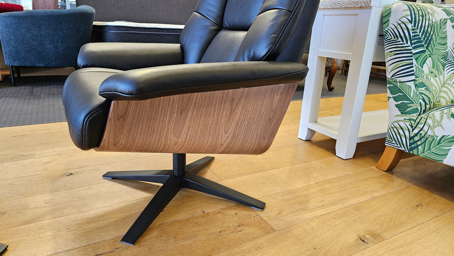 Hampton Leather Recliner & Foot Stool