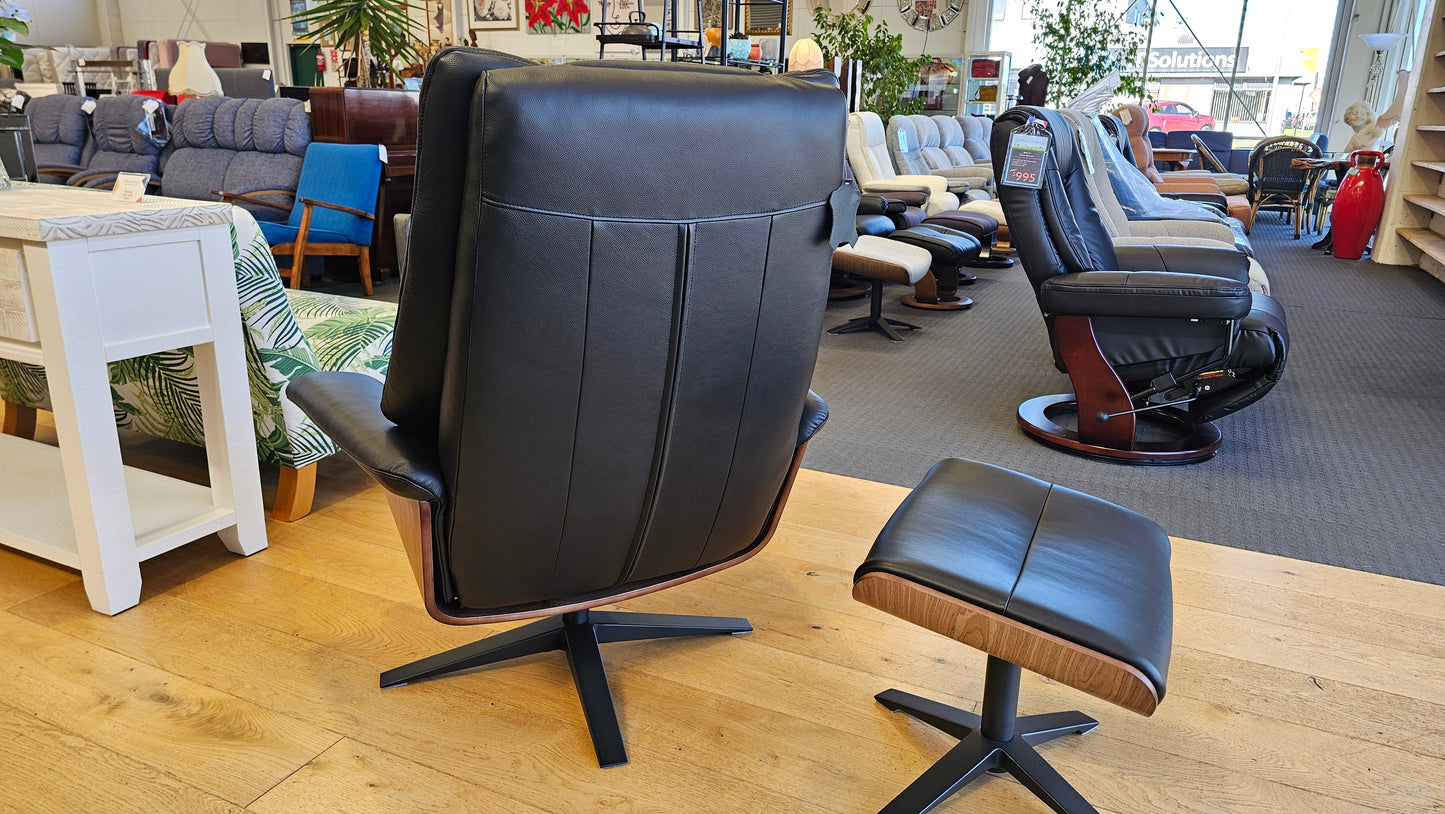 Hampton Leather Recliner & Foot Stool