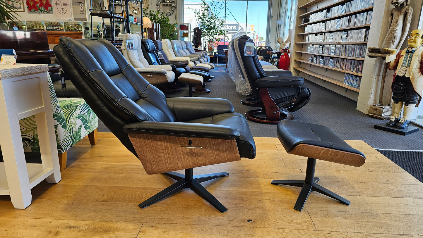 Hampton Leather Recliner & Foot Stool