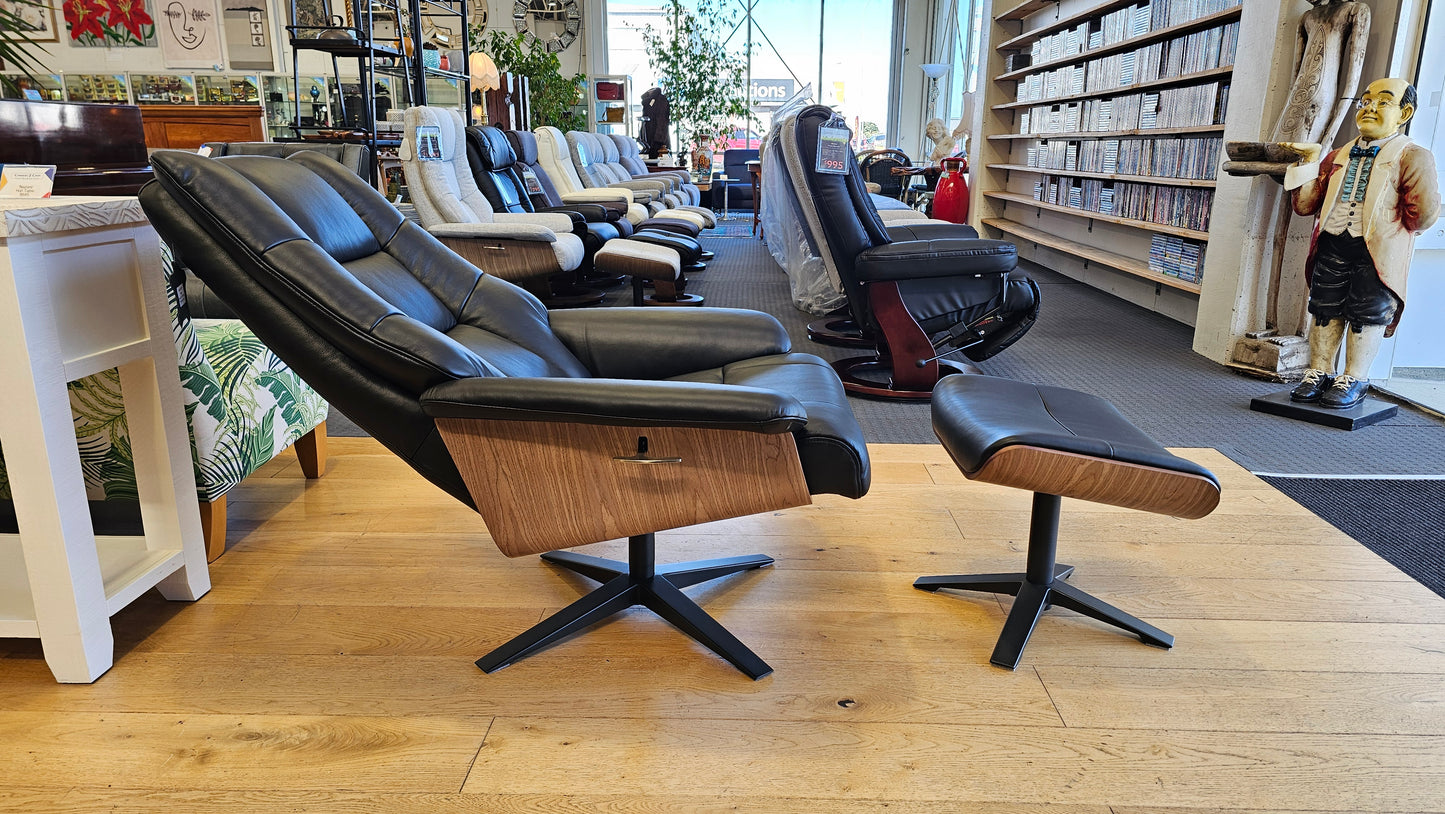 Hampton Leather Recliner & Foot Stool