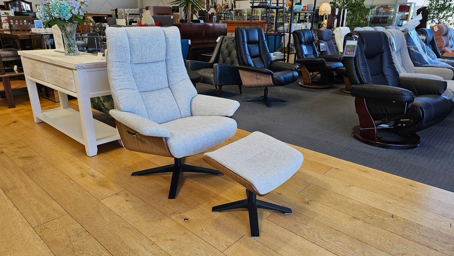 Hampton Fabric Recliner & Foot Stool