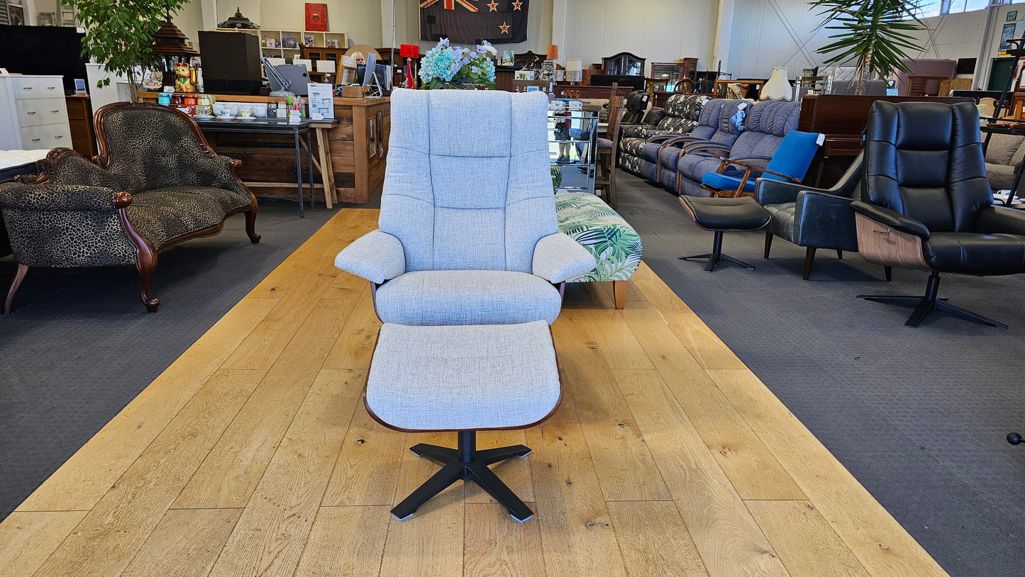 Hampton Fabric Recliner & Foot Stool