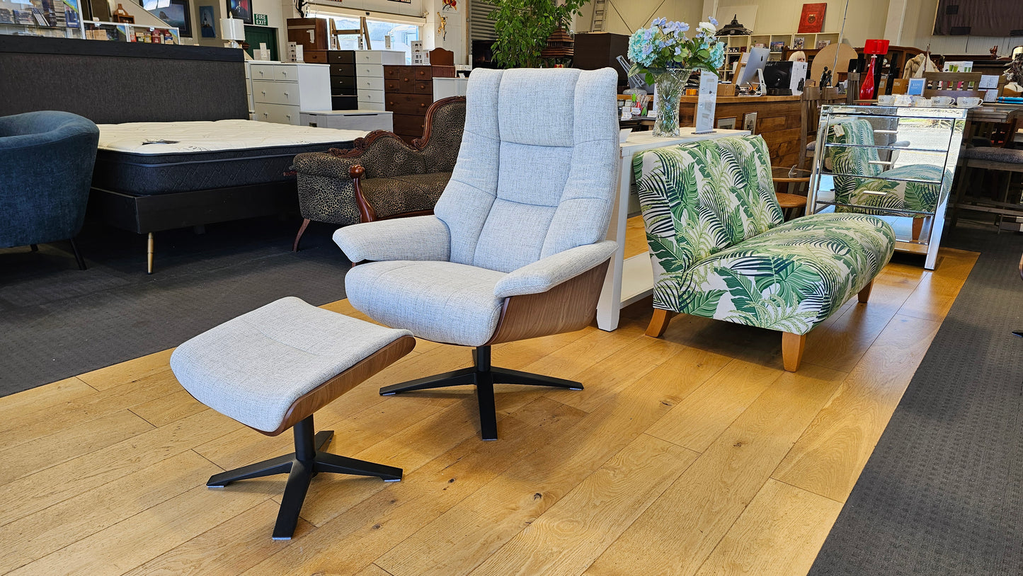 Hampton Fabric Recliner & Foot Stool