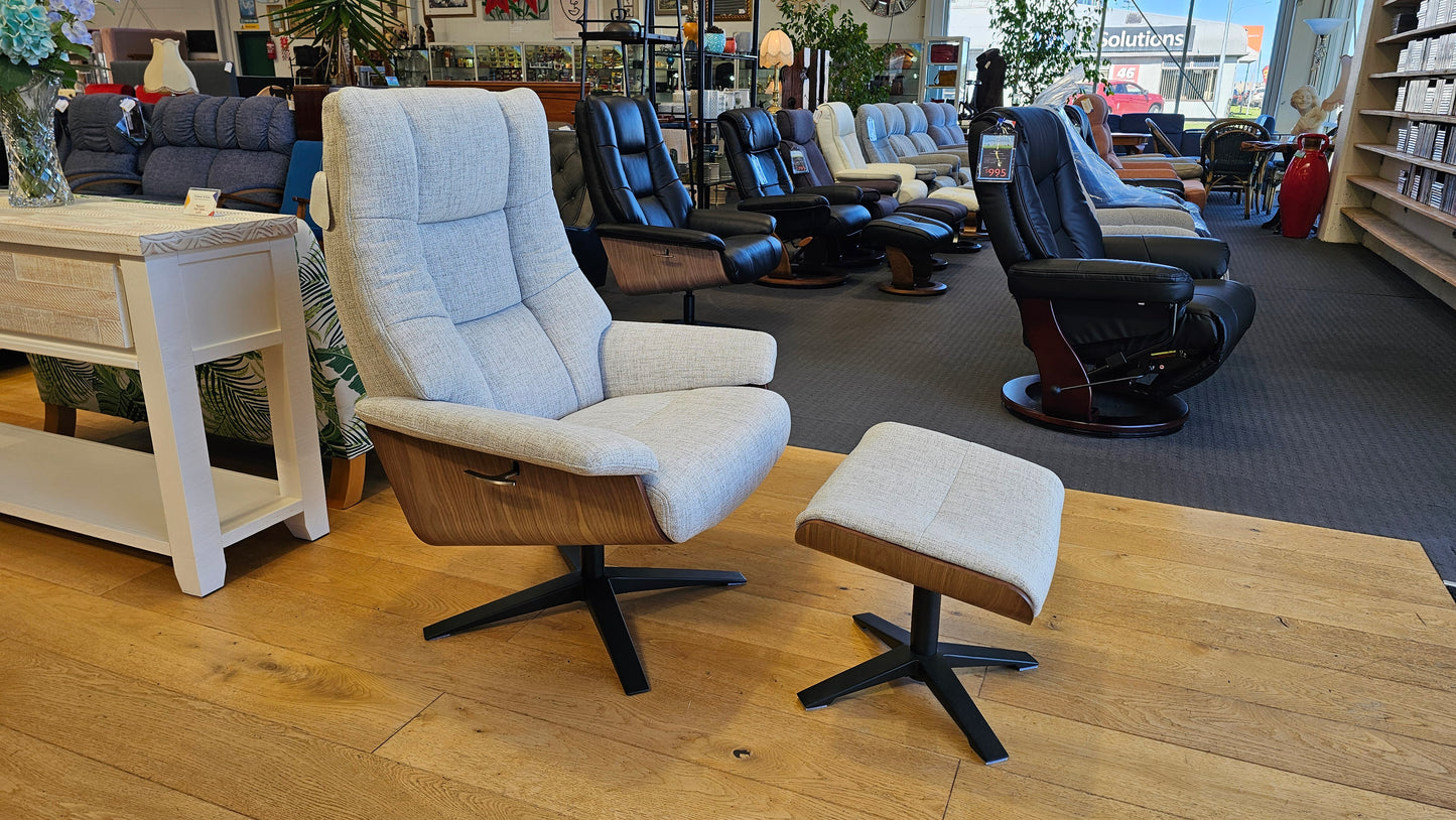 Hampton Fabric Recliner & Foot Stool