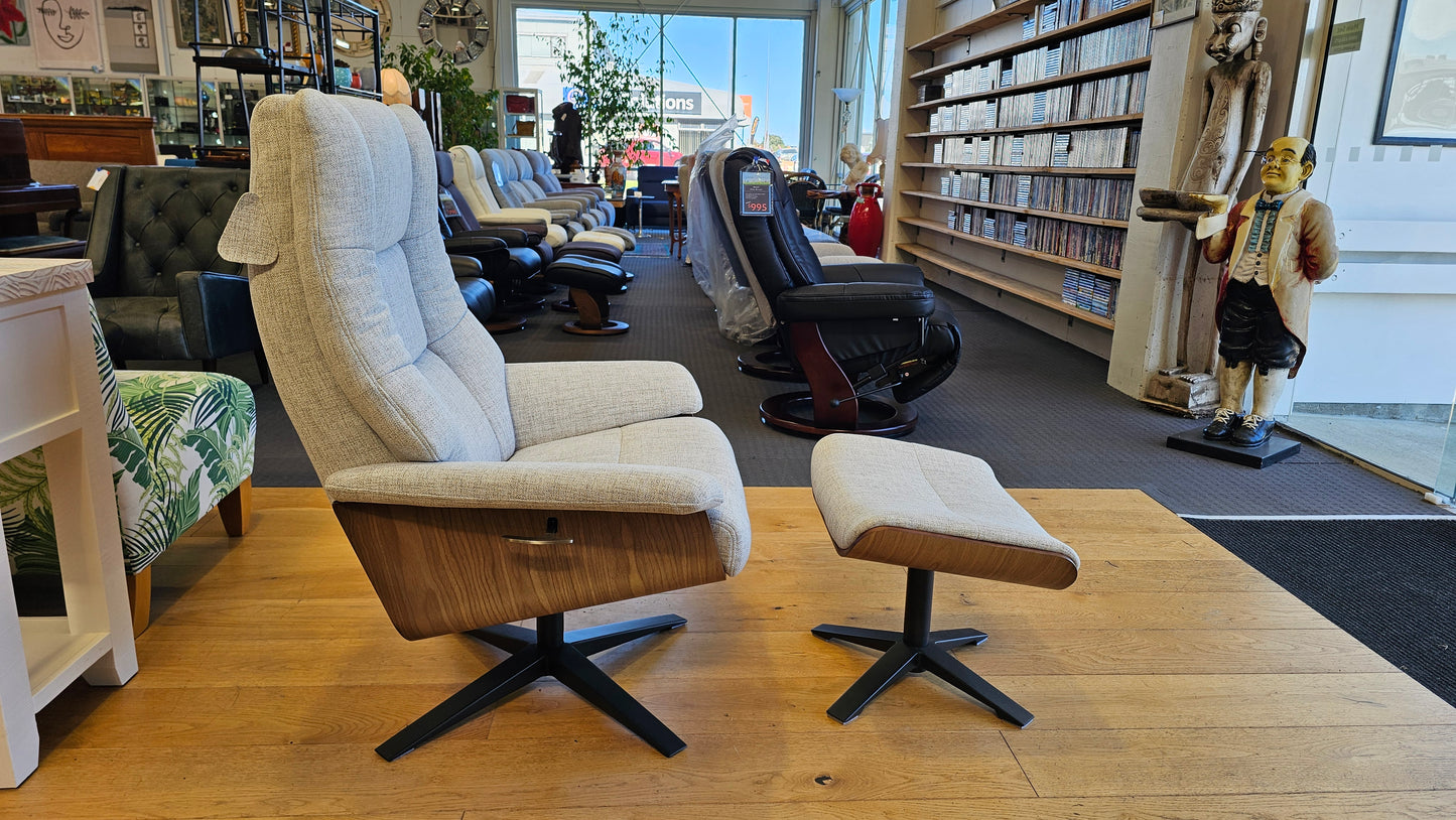 Hampton Fabric Recliner & Foot Stool