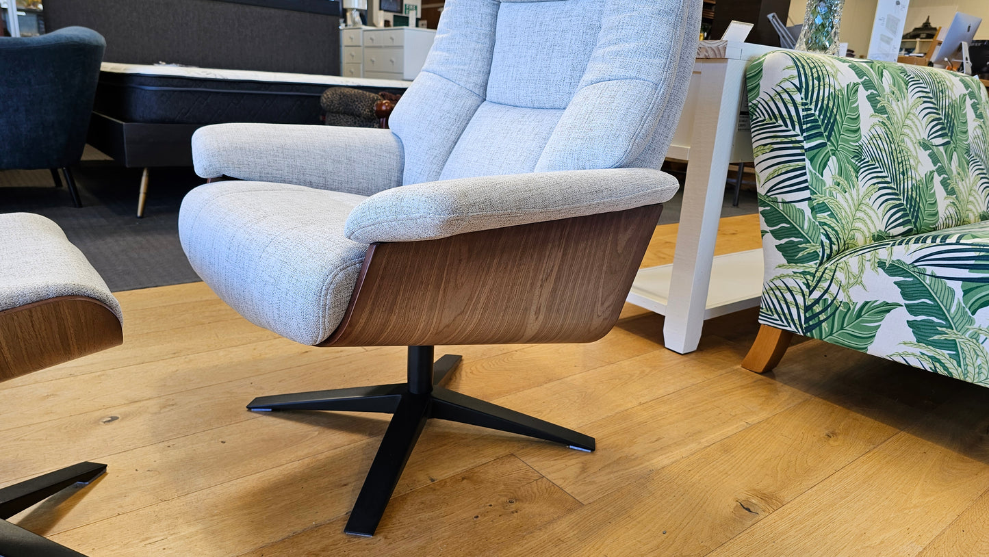 Hampton Fabric Recliner & Foot Stool