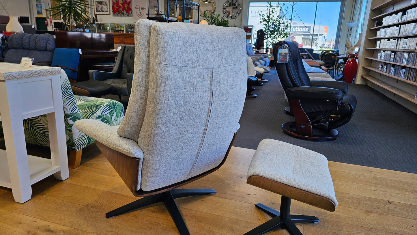 Hampton Fabric Recliner & Foot Stool
