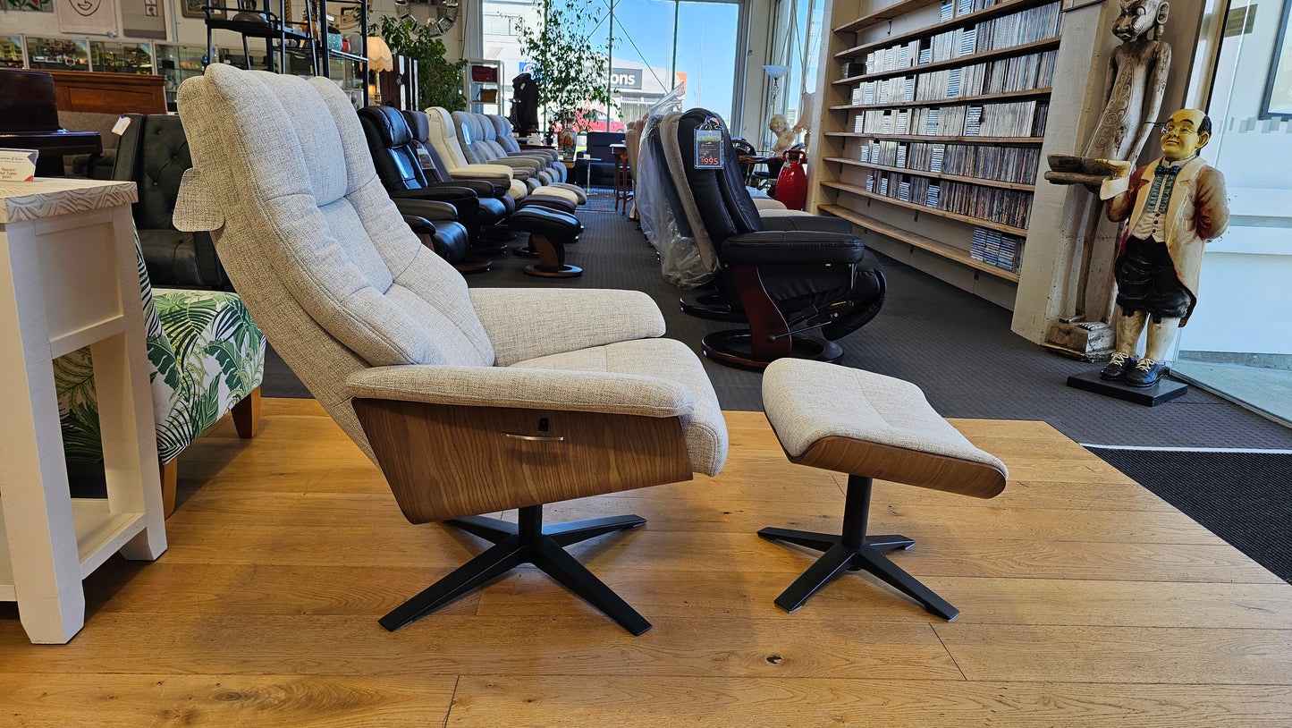 Hampton Fabric Recliner & Foot Stool