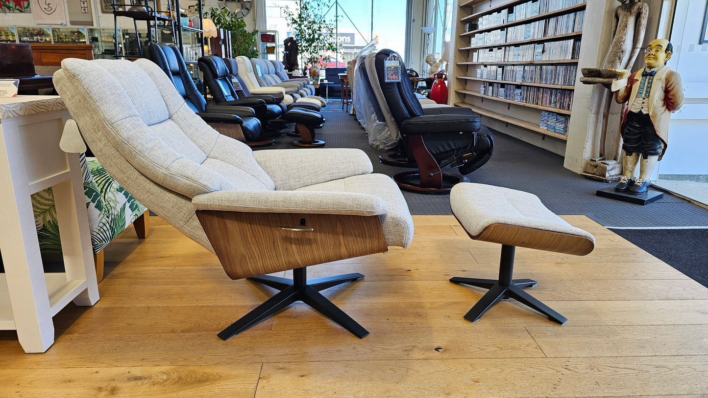 Hampton Fabric Recliner & Foot Stool