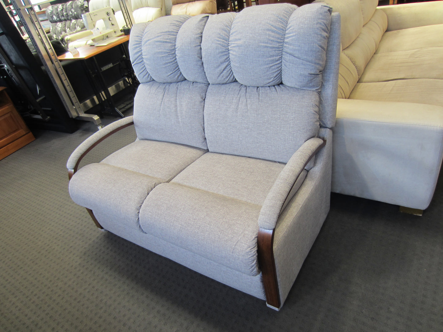 La-Z-Boy 'Harbor Town' 2 Seater Sofa - Gem Cement, Mahogany Arms