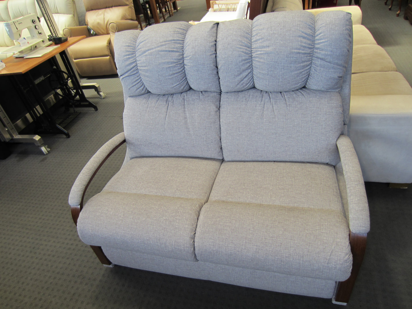La-Z-Boy 'Harbor Town' 2 Seater Sofa - Gem Cement, Mahogany Arms