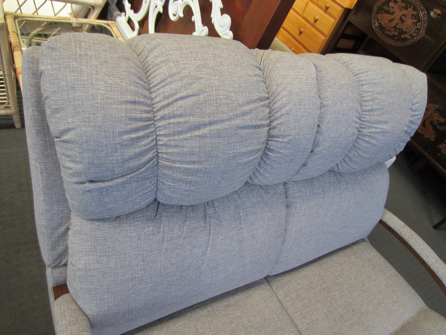 La-Z-Boy 'Harbor Town' 2 Seater Sofa - Gem Cement, Mahogany Arms
