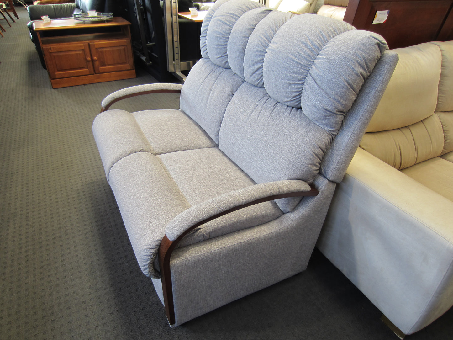 La-Z-Boy 'Harbor Town' 2 Seater Sofa - Gem Cement, Mahogany Arms